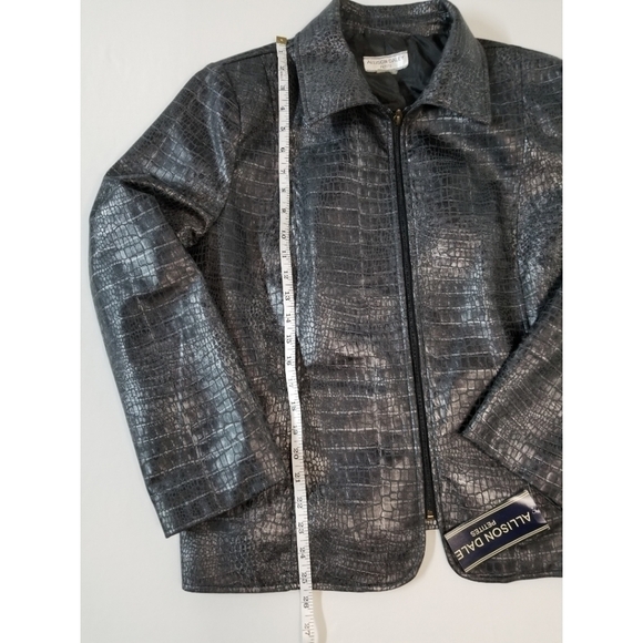 Allison Daley Metallic Alligator Skin Print Jacket BNWT Size 16P Faux Leather - Picture 2 of 9